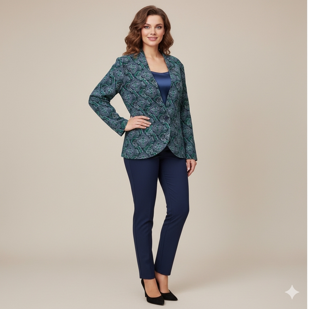 Vintage Blue GREEN PAISLEY STRETCH CORDUROY JACKET